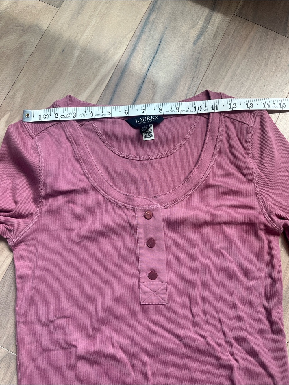 Ralph Lauren Women’s Long Sleeve Henley Top in Dusty Rose Size S Preppy - Picture 10 of 11